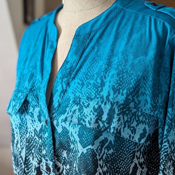 Calvin Klein Ombre Snakeskin Print Blouse - Picture 11 of 12